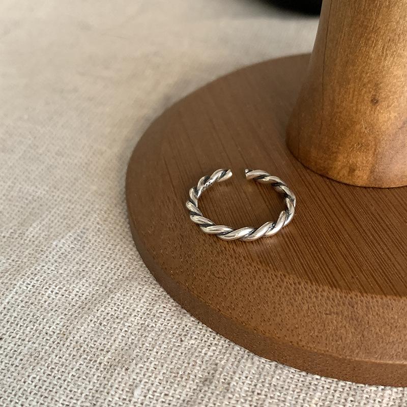 

925 Sterling Silver Simple Retro Letters Rings For Women Geometric Fashion Smiple Open Handmade Allergy Party Jewelry Gift resizable