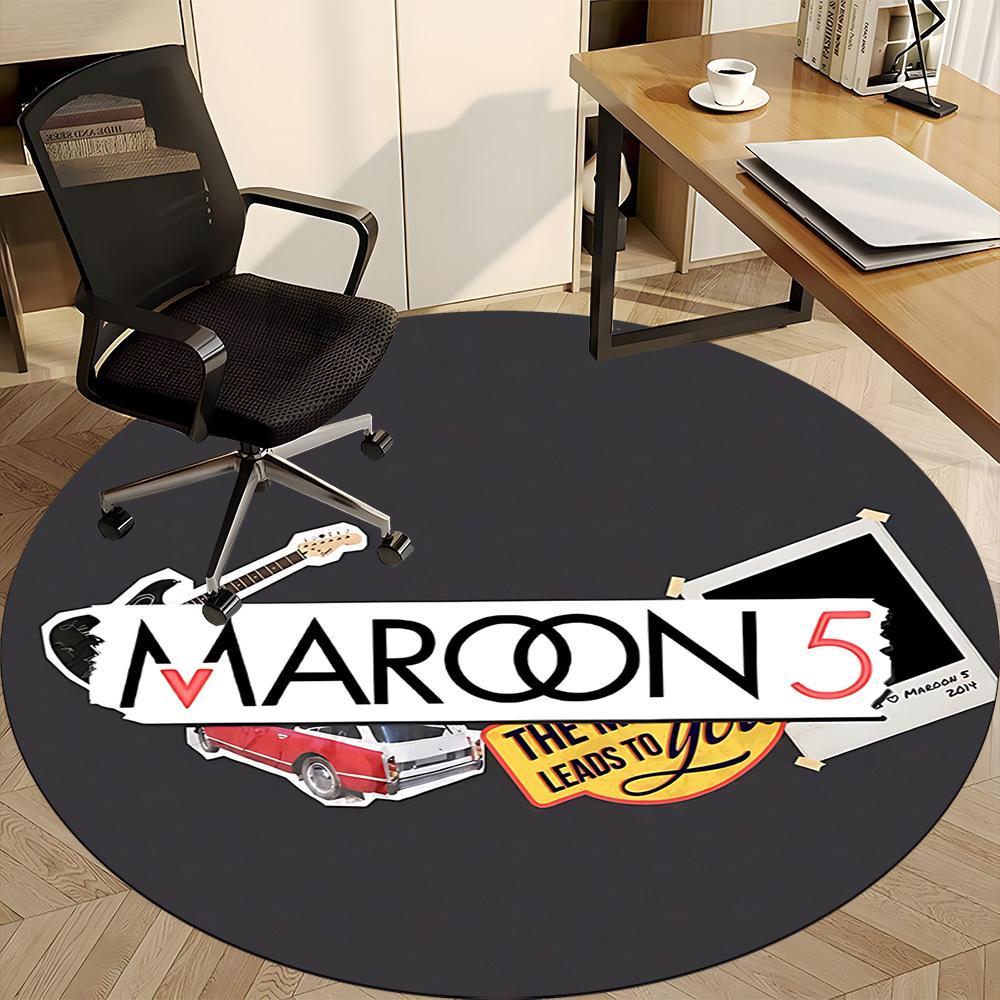 1PC Maroon 5 Office Round Rug - Perfect for Office or Study Decor, Non-Slip Backing, Decorative Floor Mat yy250916059