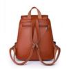Women's Solid Color Schoolbag Large Capacity Soft Leather Backpack Female Travel Bag