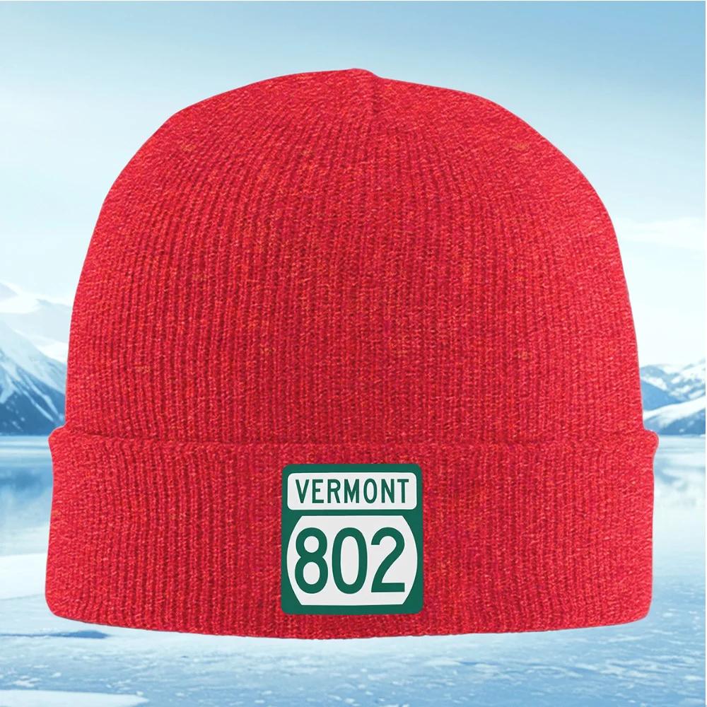 Vermont highway sign number route Unisex Women Unisex Knitted Hat Beanie Pullover Cap Winter Thermal Warm Christmas Outdoor Cycling