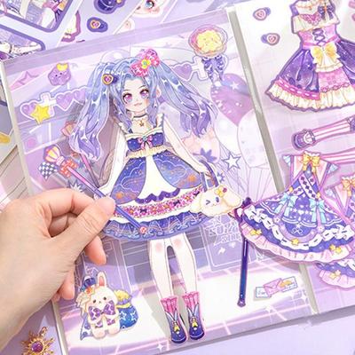 Cute Changing Dress 3D Sticker Book Multicolor Cartoon Girl Book Collage DIY Paper Decorative Stickers Toy