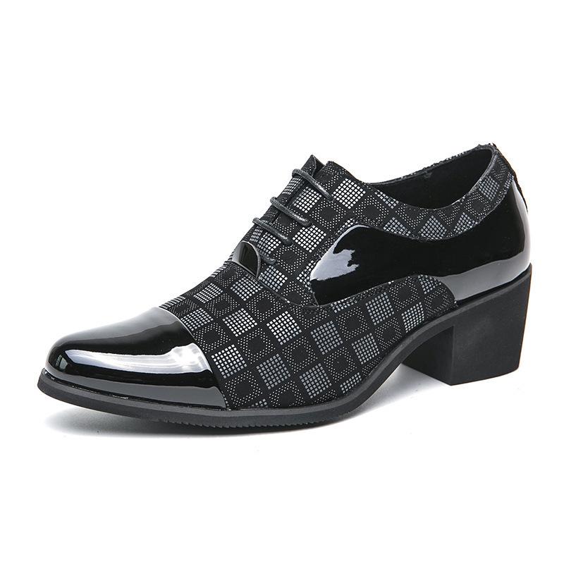 Men s British Style 7cm Height Increasing Leather Formal Shoes 45