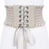 Fashion Gothic Elastic Belts for Woman Sexy Black Pu Leather Wide Corset Belt Female Cinturones Para Mujer Heart Cummerbunds