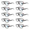 10PCS Flexible Anti Blue Light Reading Glasses +100 To +400 Square Frame Eyewear for Men Women Fashion