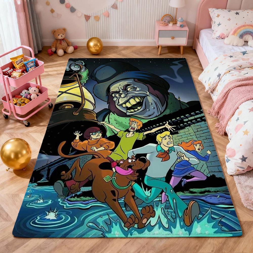 Scoobydoo Mystery Gang Printed Rug Nonslip Easyclean Carpet For Living Room Play Area Hallway Home Party Decor New Year Gift