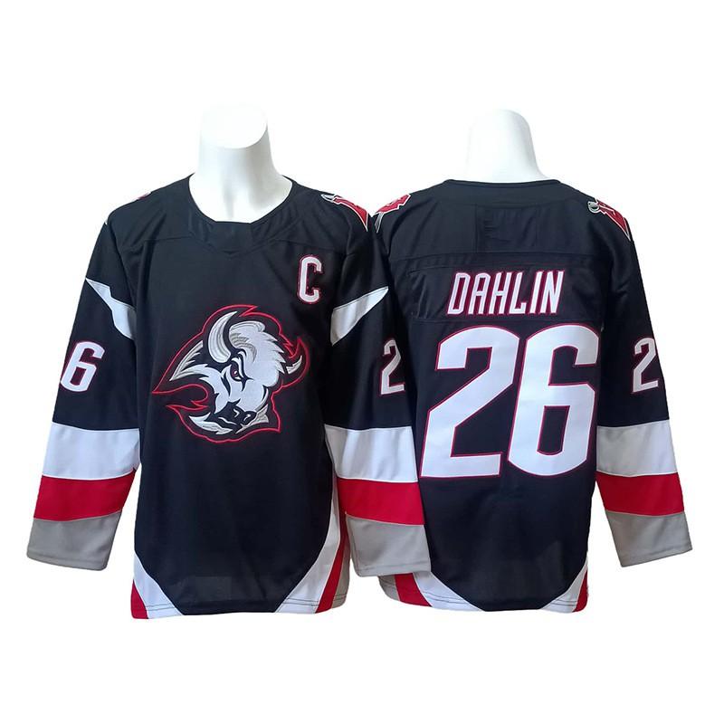 Herren Retro Besticktes Eishockey Trikot 26 Sabres Team Stil Baumwollmischung Trainingsuniform Erwachsener Herbstsaison