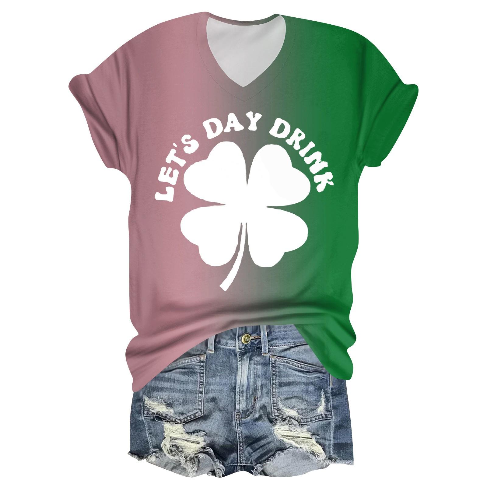 

Женская модная повседневная футболка с коротким рукавом и V-образным вырезом XXXXXL зелёный