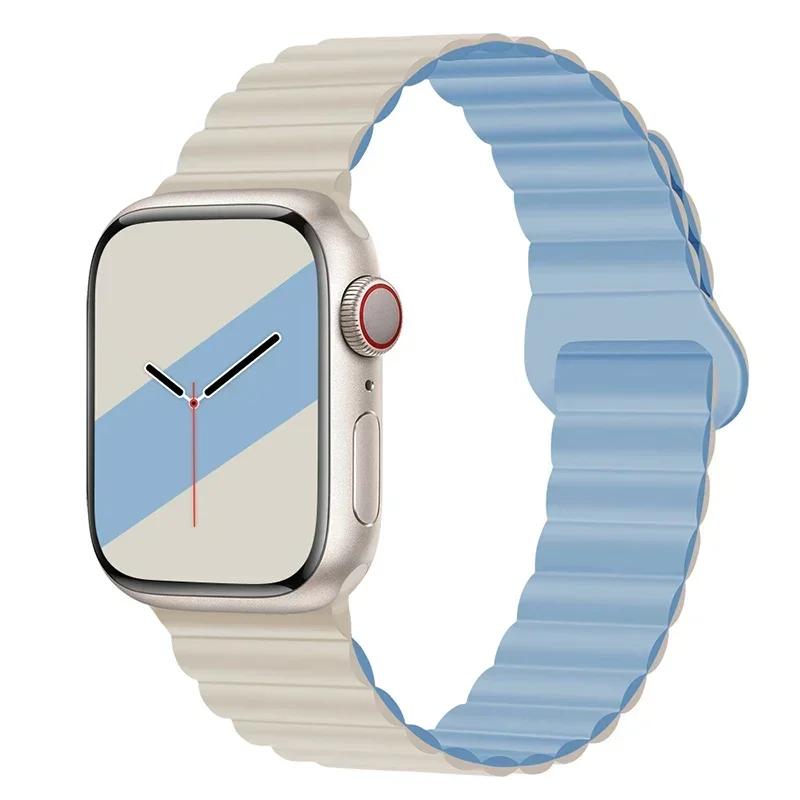 Magnetic Strap For Apple Watch Bands 45mm 38mm 49mm 40mm 42mm 41mm Silicone Sport Bracelet iWatch Series Ultra 9 6 5 7 8 Se 44mm