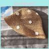 Bamboo Fiber Sun Hat With Wide Brim And Floral Embellishments For Summer Outdoor Activities