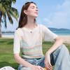Baitu Women's Striped Short Sleeve Knit Top