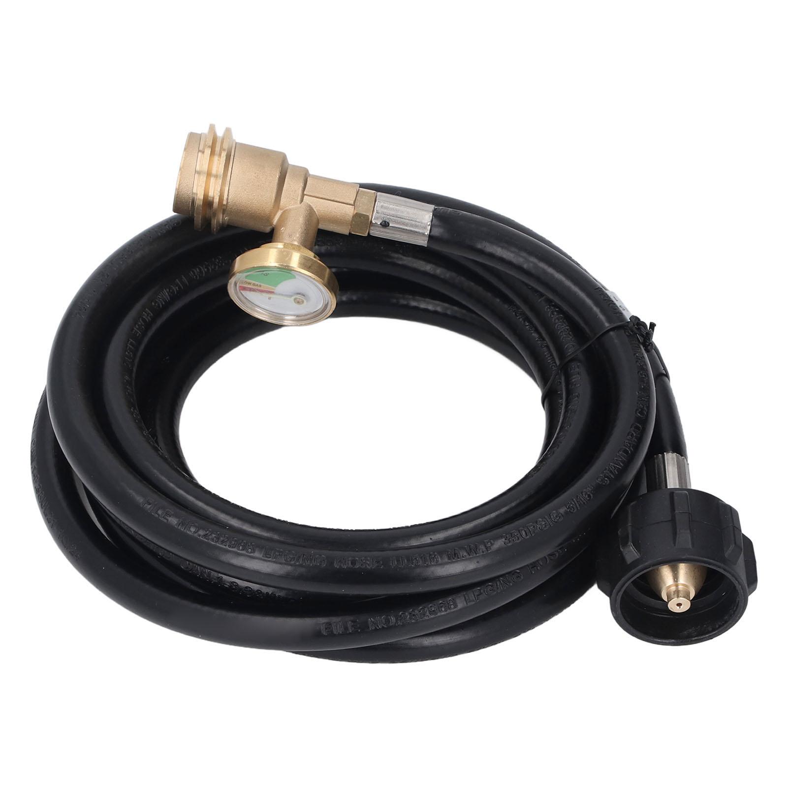 

Fuel Gas Extension Hose 12ft with Pressure Gauge Leakage Detector Replacement for Tank BBQ Grill