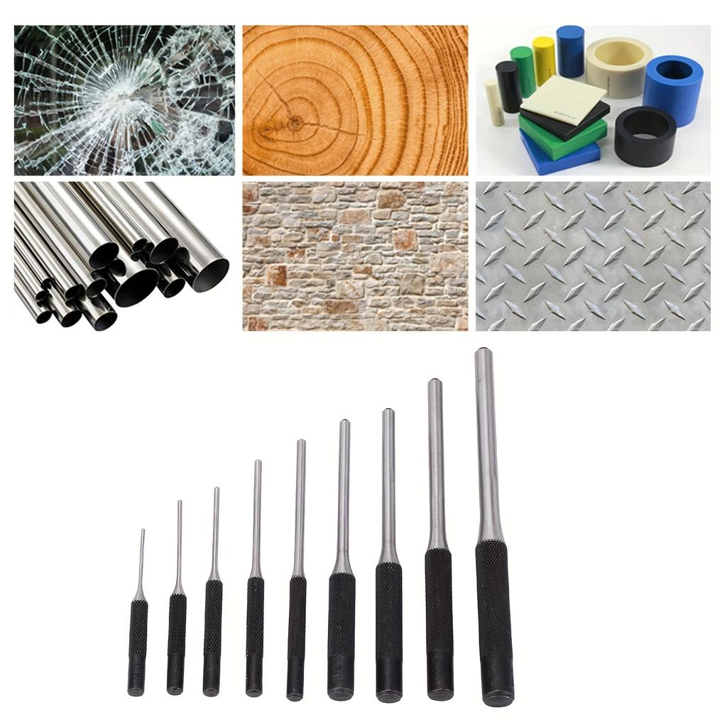 Set 9 buc. Pansoane din Oțel Rapid pentru Știfturi Elastice, Mărimi 1/16"-5/16" - Durabile, Mânere Confortabile, Versatile pentru Auto, Ceasuri, Confecționarea Bijuteriilor
