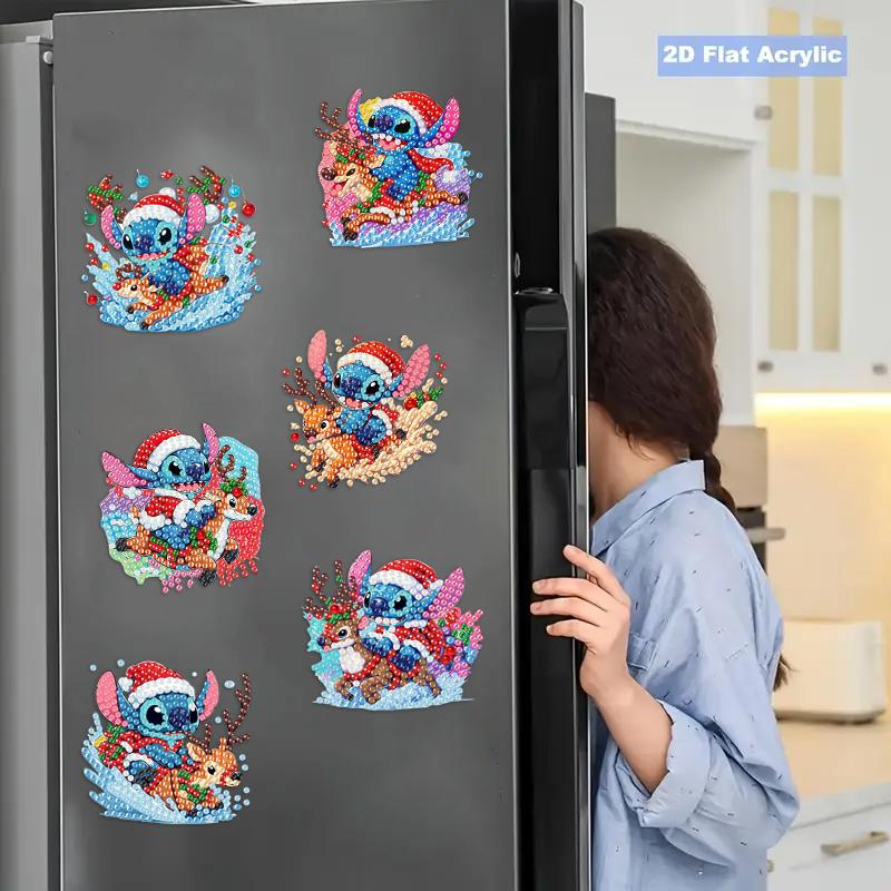 6Pcs Lovely Elk Diamond Art Fridge Magnet Diamond Painting Refrigerator Magnet Diamond Painting Fridge Magnet for Adults Beginners
