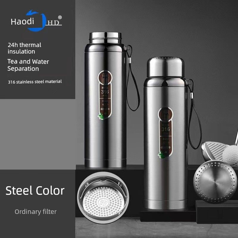 

316 Stainless Steel Large-Capacity Thermos Cup for Men, Water Cup for Female Students, Simple Household Cup, Car-Mounted Portable Tea Cup 420ml Silver Cannot Be Measured