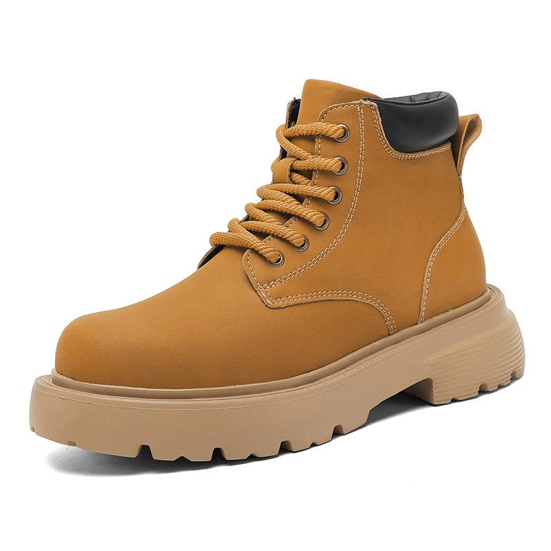 Martin leather boots men's 2025 autumn and winter new high-top tooling boots men's fashion versatile thick-soled heightening casual rhubarb boots
