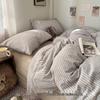 Blogger Style Cotton Striped Bedding Set - 4-Piece Duvet & Sheet Set, Home & Student Use