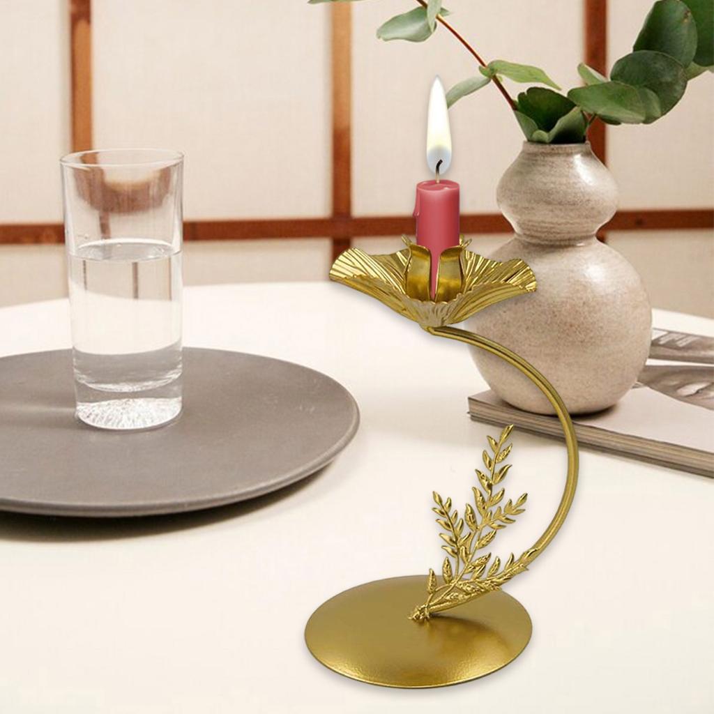Modern Iron Candlestick Flower Shape Metal Tapered Candle Holder Stand for Wedding Dinning Party Centerpieces Decors