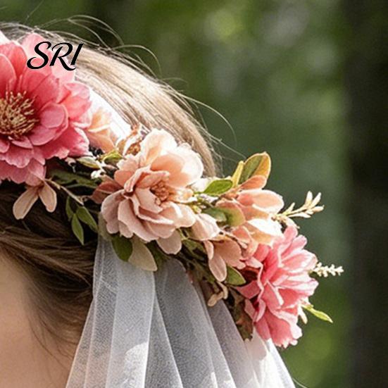 Kids Party Headwear Bridal Veil Lightweight Breathable White Tulle Headband with Bows Flowers Decor Children Versatile Hair Accessory
