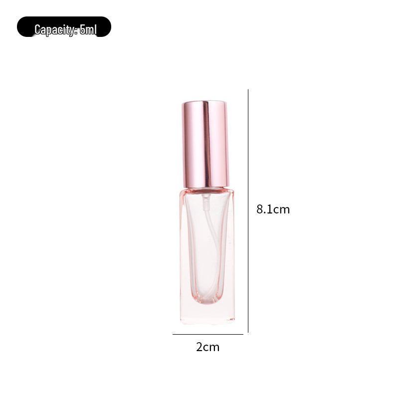 Translucent Pink Glass Spray Perfume Bottle, 10ml - Portable Cosmetic Sample Bottle