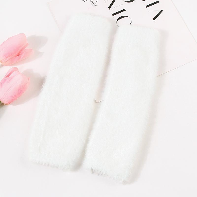 

1Pair Soft Sticky Plush Fur Keep Warm Add Velvet Glove Missing Finger Gloves Half Finger Gloves білий
