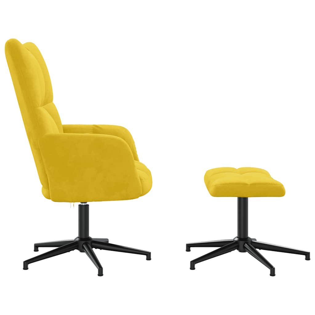 Vidaxl Armchair with Footstool, Mustard, Upholstered In Velvet