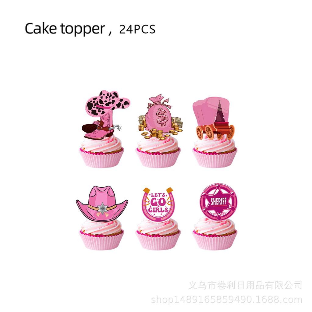 Custom Pink Denim Theme Party Supplies Denim Party Decoration Arrangement Banner Flag Party Paper Plate Tableware