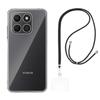 Case and Lanyard for Honor 400 SMART 4G/5G - Transparent Soft TPU Protection Adjustable Universal Cord Black Phonillico®