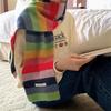 Rainbow Stripes Cashmere Scarf Women Macaron Warm Knitted Adult Children Scarf Luxury Autumn Winter Pashmina Short Shawl Wrap