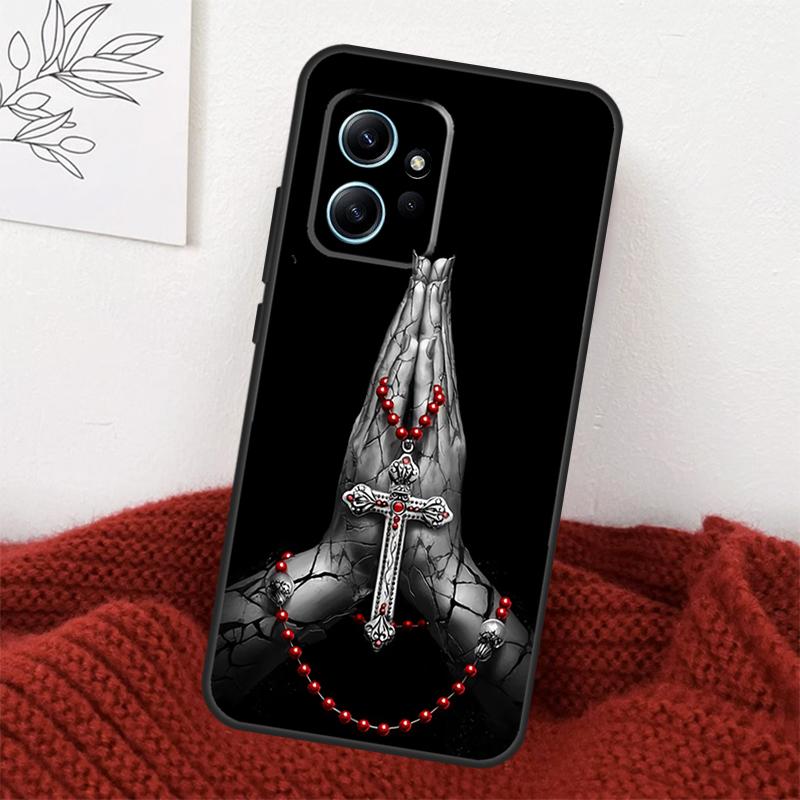 Love Death Cross Pray Hands Art Case For Xiaomi Redmi Note 14 10 11 12 13 15 Pro Plus Cover For Redmi 15 15C 13C 12C 10C 14C