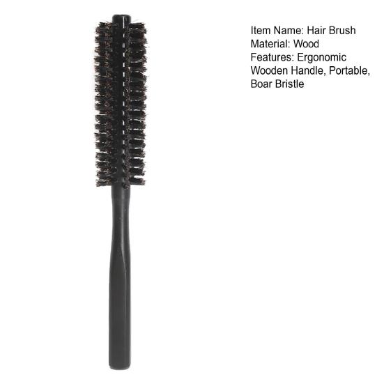 Boar Bristle Round Hair Brush Curling Volumizing Detangling Portable Hair Straightening Brush Men Women Hair Comb
