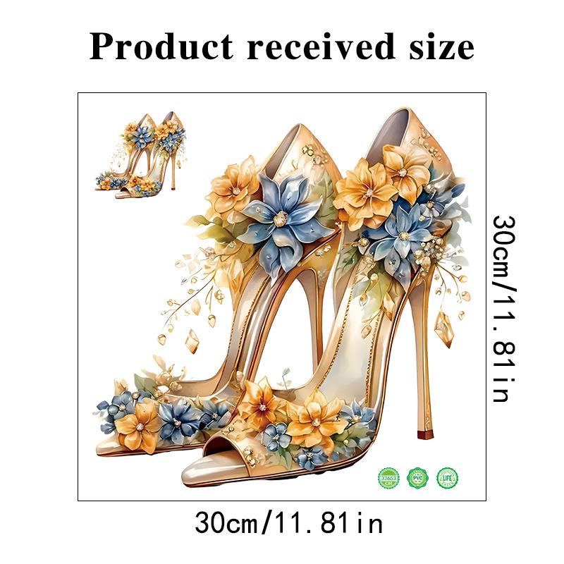 

Креативные наклейки на стену на высоком каблуке с цветами для девочек, для украшения ванной комнаты, туалета, сиденья унитаза, самоклеящиеся наклейки 30x30CM