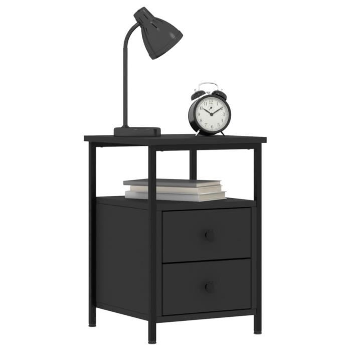VidaXL Tables de chevet 2 pcs noir 34x35,5x50 cm bois d'ingénierie 826014