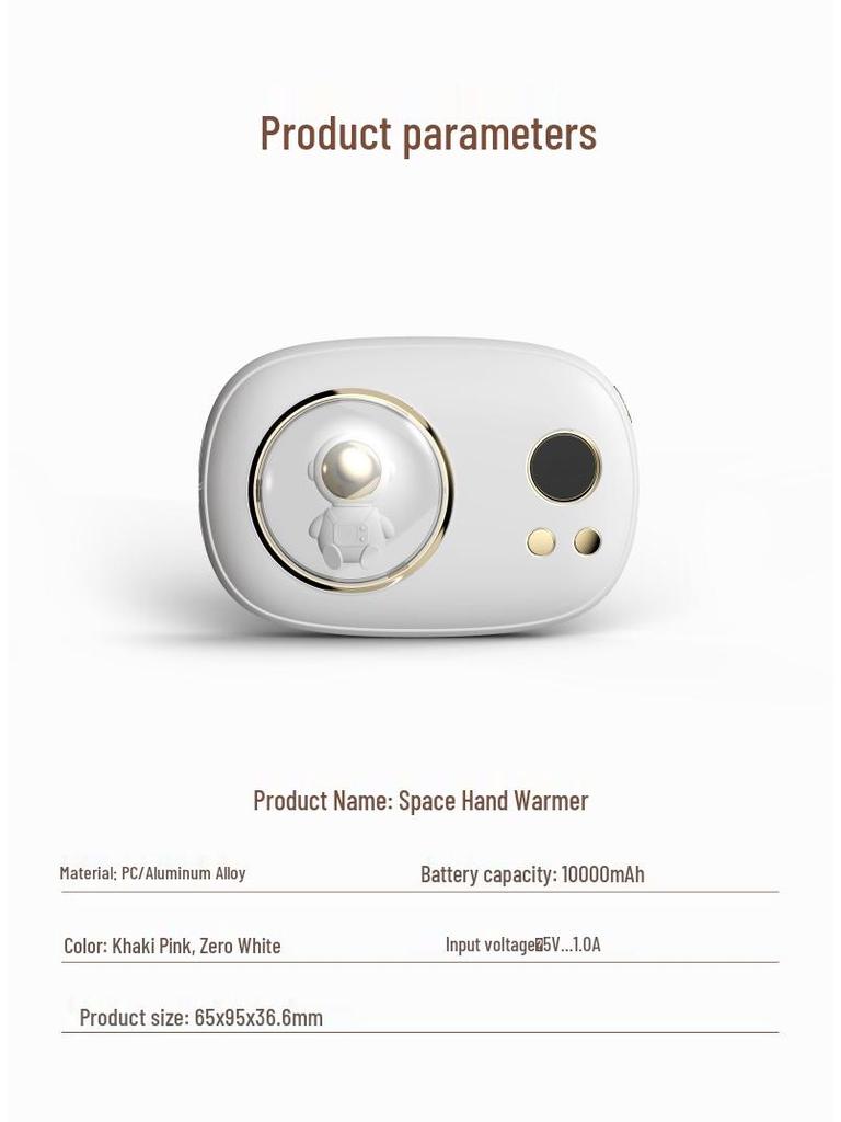 Mini USB Astronaut Hand Warmer - Portable USB Rechargeable 2-in-1 Hand Warmer and Night Light Gift