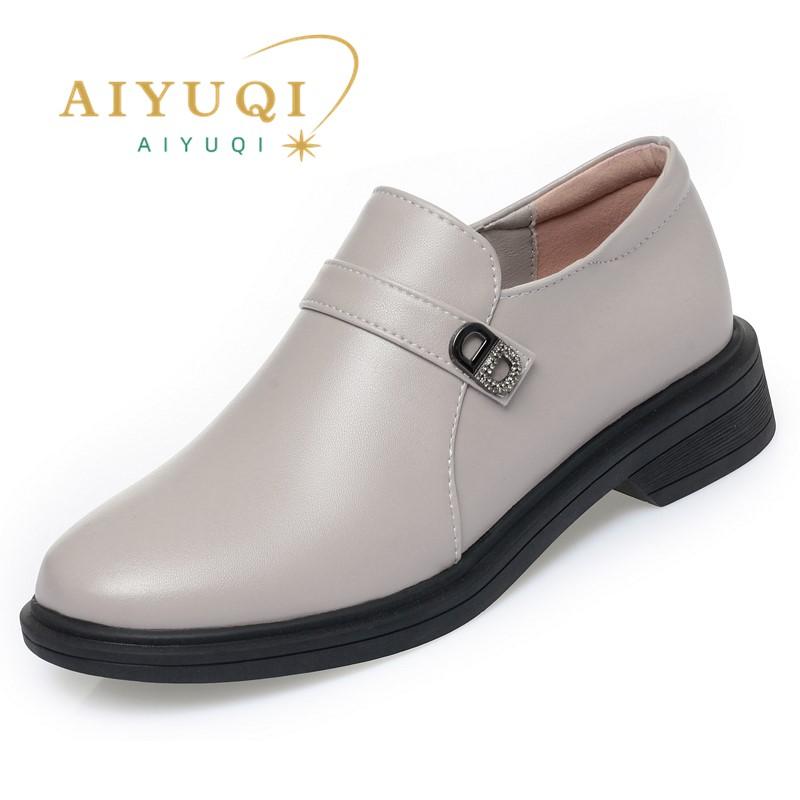 Fashion AIYUQI Women's Commuter Shoes 2024 New Spring Genuine Leather Shoes Women's Large Size Non-slip Women's Shoes