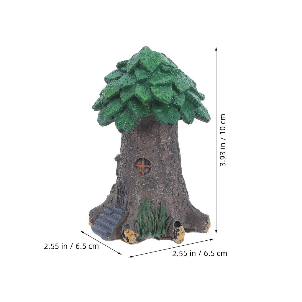2Pcs Mini Resin Tree Ornament Fairy Garden Decor Outdoor Indoor Micro Landscape Accessory for Terrarium Bonsai Aquarium