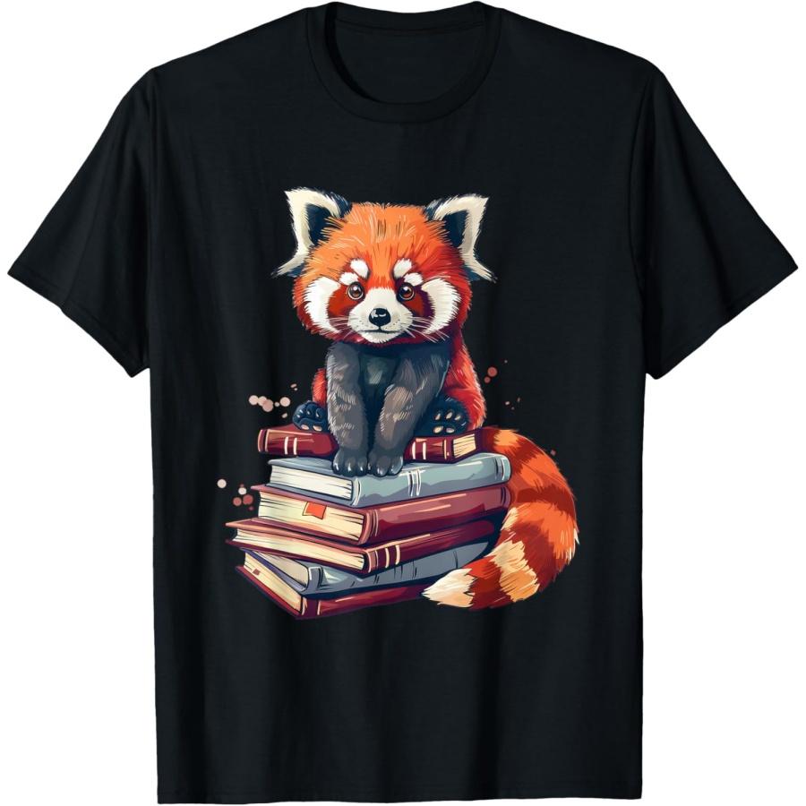 Red Panda Books Lover Reading Bookworm T-Shirt(1) S