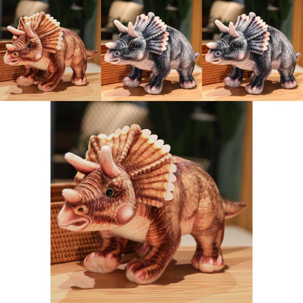 Realistic Jurassic Triceratops Plush Toy For Kids Soft Stuffed Animal Doll