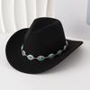 Turquoise Felt Fedora Hat Wide Curved Brim Western Cowgirl Hat  for Party Travel Costume