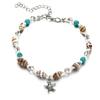 Beach Anklet with Natural Shells Starfish Charm Adjustable Chain Beaded Foot Bracelet for Summer Vacation Accessories
