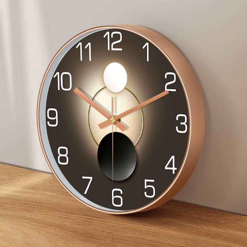 Artistic Geometric Wall Clock Black & Rose Golden Frame Silent Quartz Clock Creative 2D Dial Bedroom Living Room Office Decor