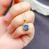 925 Sterling Silver Plated Blue Topaz Fashionable Bohemian Style Anniversary Commemorative Women's Exquisite Pendant Necklace