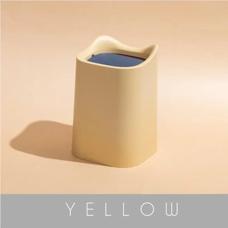 

1 шт. Маленькое однотонное ПП мусорное ведро с крышкой Мини-ведро Держатель для мусора Ведро для отходов Офисный органайзер для хранения Портативная коробка Настольный 2