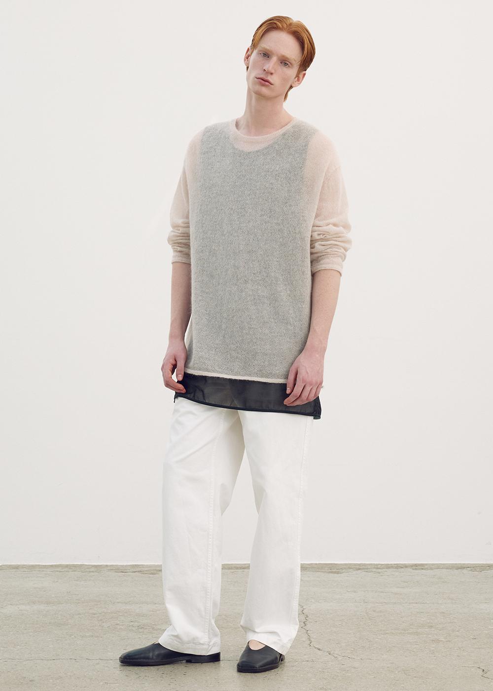 Umamung Italian Sheer Mohair Crewneck Pullover_Peony Peony/L