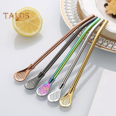 Stainless Steel Straw Spoon for Drinks Reusable Tea Filter Stirring Straws Multi-Functional Leak-proof Drinking Straw for Various Beverages