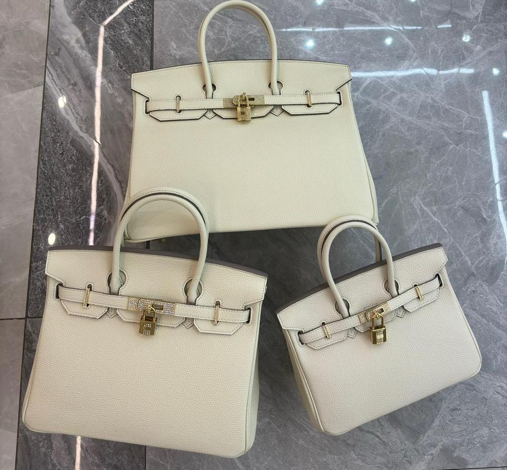 Large-capacity Litchi Pattern Togo Gold and Silver Diamond Genuine Leather Top-grain Cowhide Fashionable and Versatile Single-shoulder Handbag