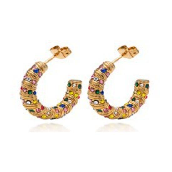 Retro Inlaid Zircon Stainless Steel Earrings Creative Temperament Light Luxury High Sense Women's Stud Earrings