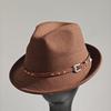 Felt Panama Fedora Hat Short Brim Trilby Flat Hat For Men Women Homburg Church Jazz Hat Adjustable
