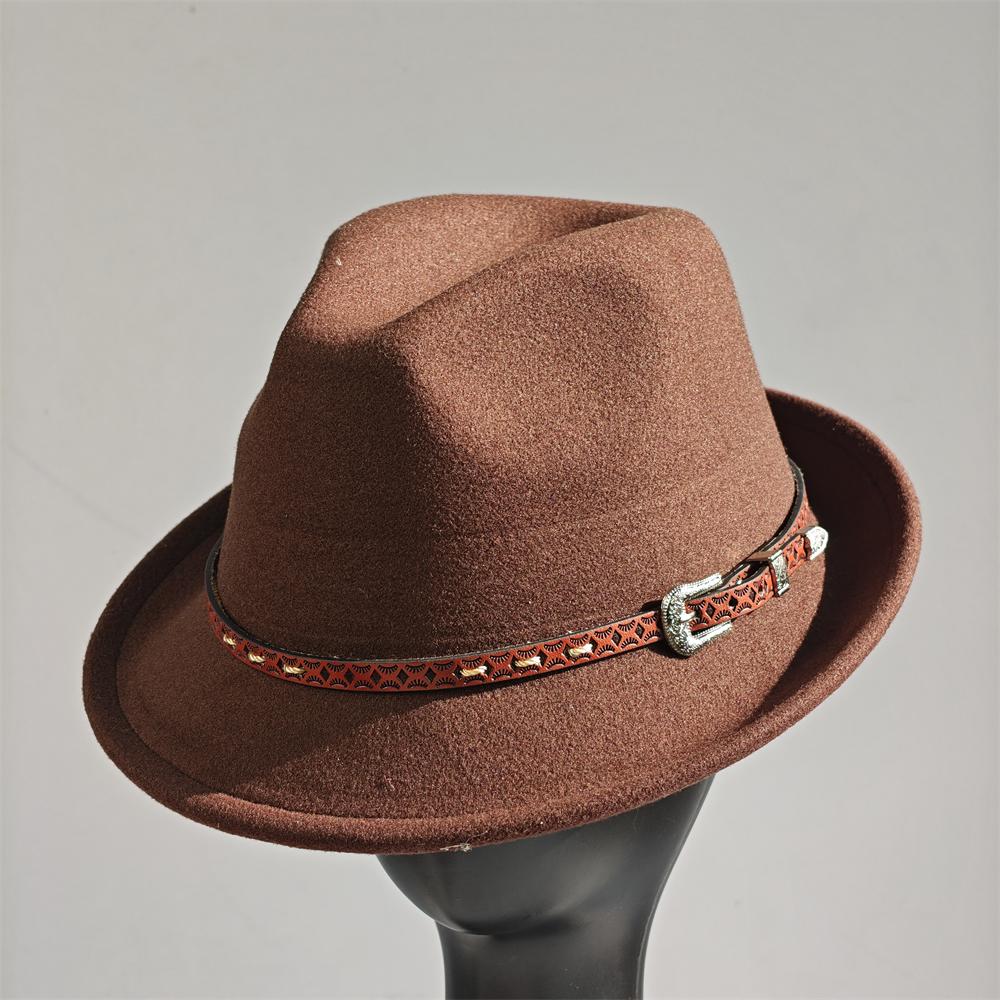 Felt Panama Fedora Hat Short Brim Trilby Flat Hat For Men Women Homburg Church Jazz Hat Adjustable