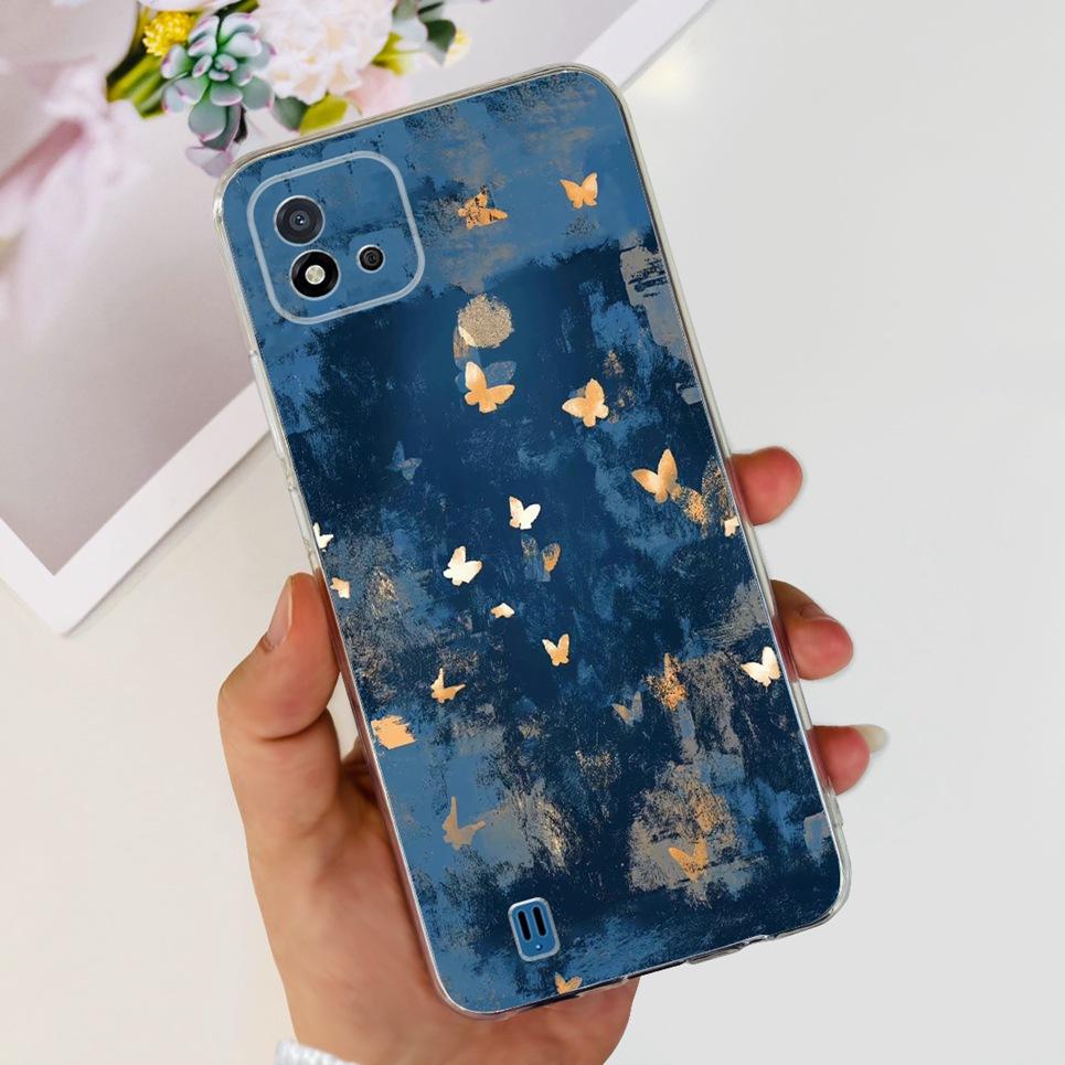 Women Fashion Butterfly Flower Coque Shell For Realme C11 2021 RMX3231 Realme C20 RMX3061 Back Cover Clear Soft TPU Coques Etui
