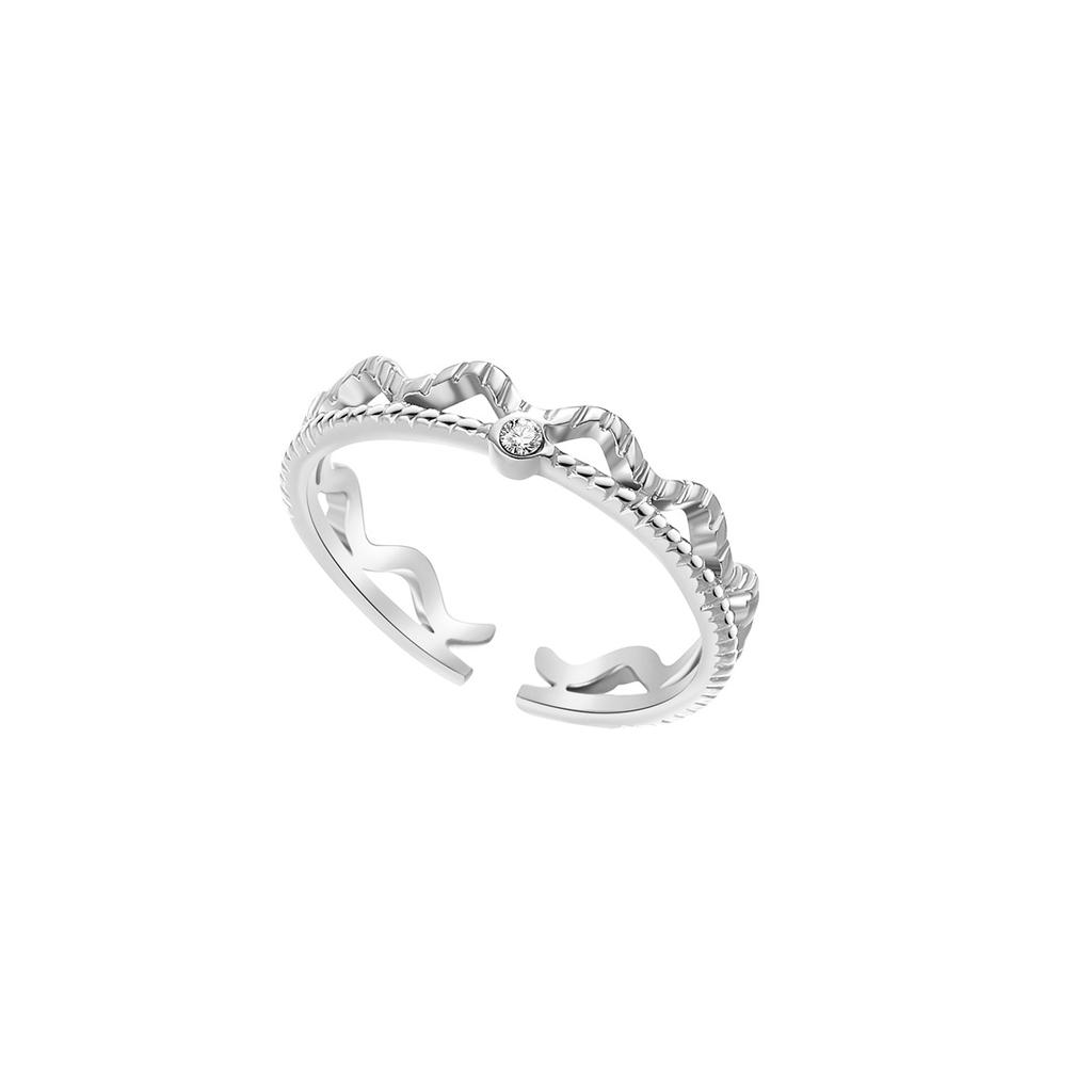 Wave Lace Ring Stainless Steel Diamond Niche Ing Wind Hemp Pattern Delicate French Open Titanium Steel Ring